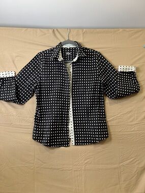 Foxcroft fitted  women Black & White Polka Dot Button-Down Shirt
